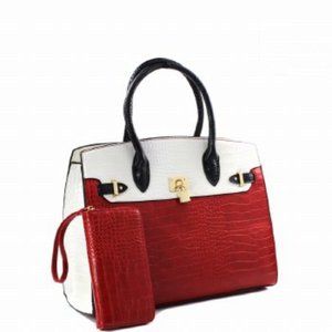 Croc style Handbag and Wallet duo